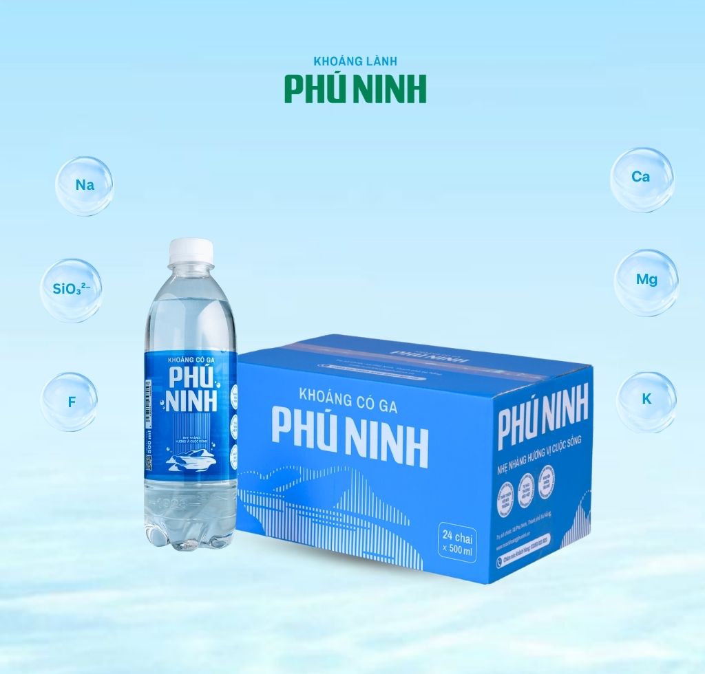Nước Khoáng Phú Ninh Bổ Sung Ga Chai 500ml (24 chai/thùng)